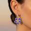 Pear Shaped Tanzanite Flower Diamond Leverback Earrings - GeumJewels