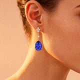Teardrop Tanzanite Drop Earrings with Accent Diamonds - GeumJewels