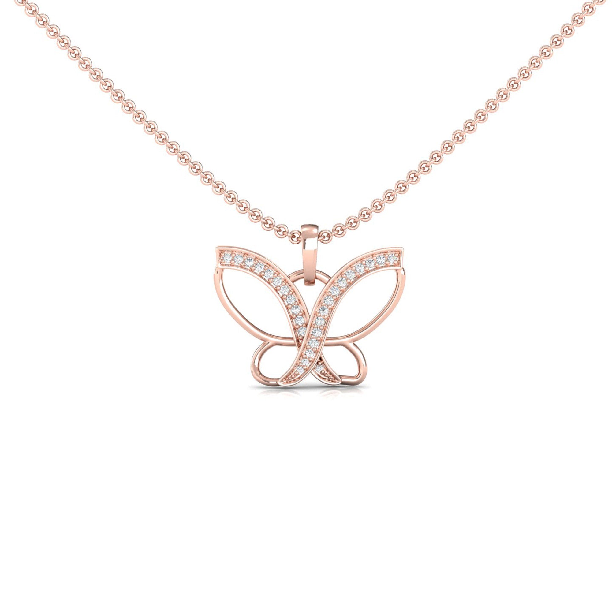 Aura Butterfly Diamond Gold Necklace - GeumJewels