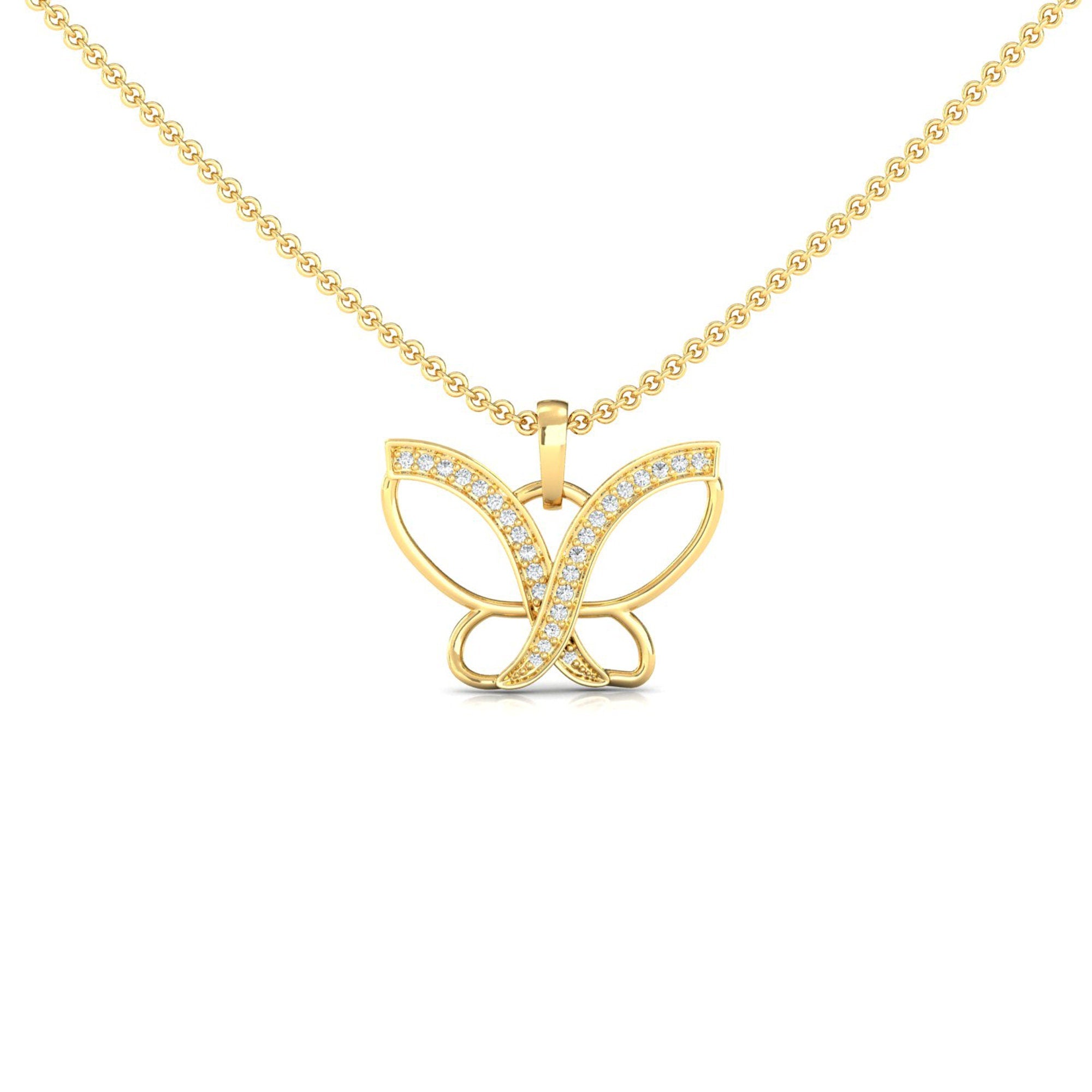 Aura Butterfly Diamond Gold Necklace - GeumJewels