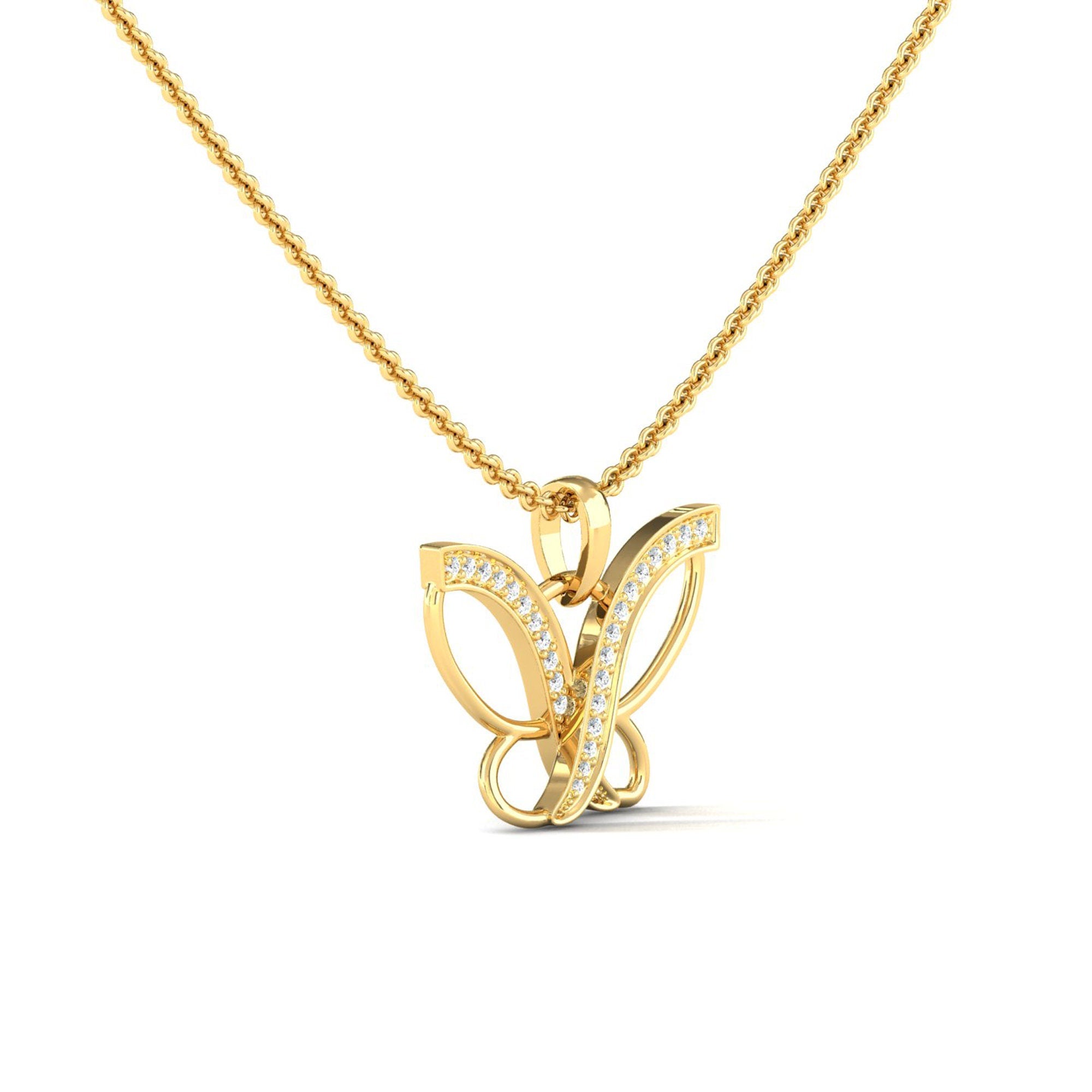 Aura Butterfly Diamond Gold Necklace - GeumJewels