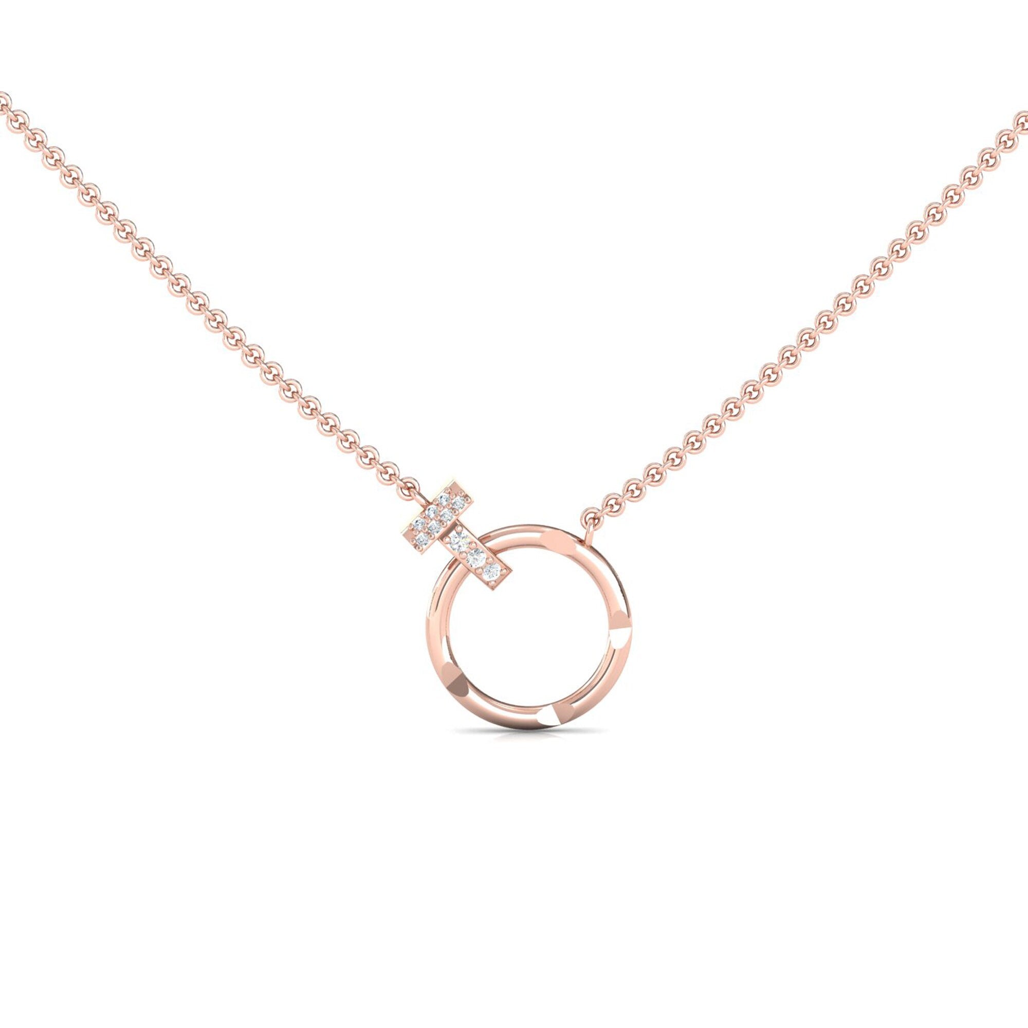 Circular Necklace with Diamond Anchor Loop - GeumJewels