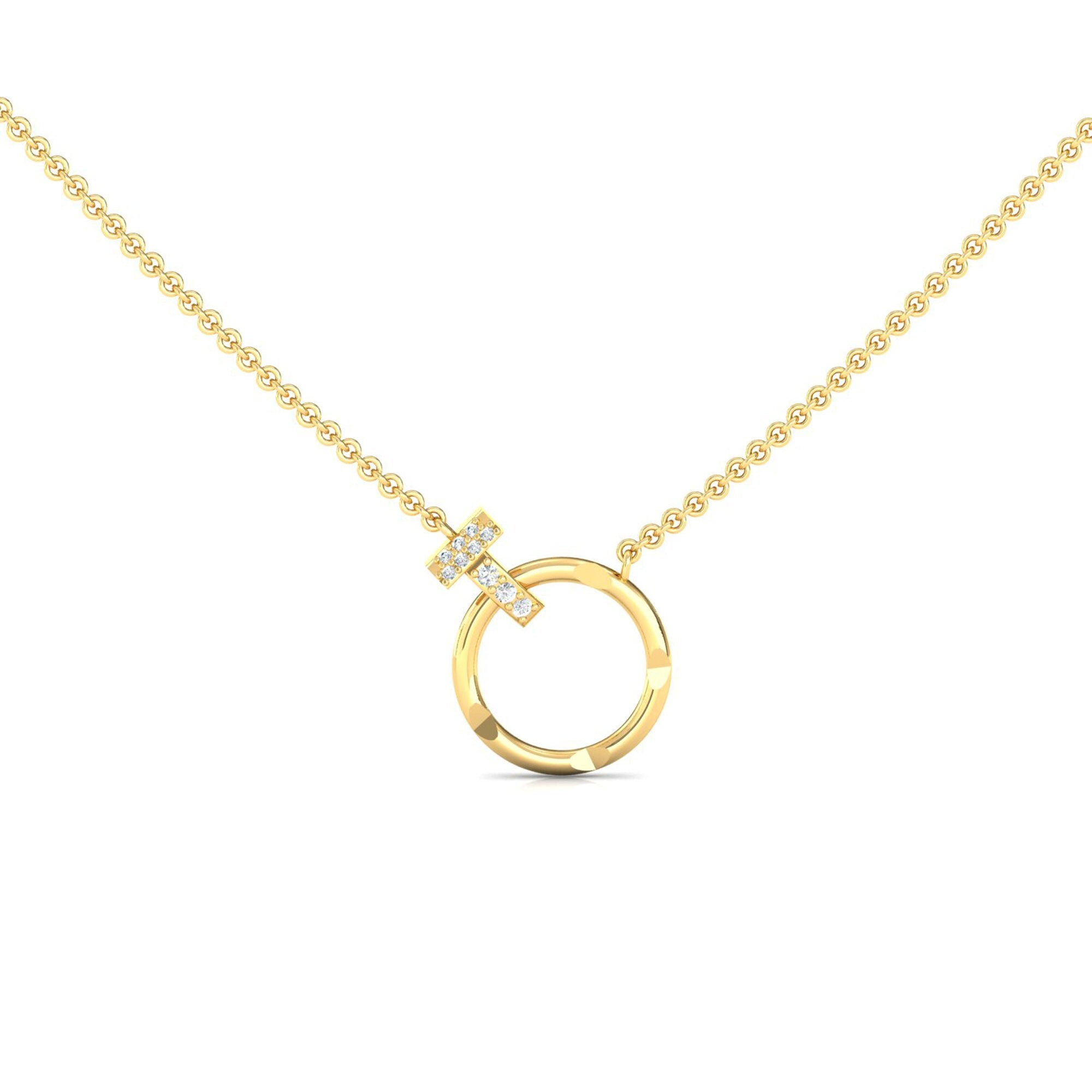 Circular Necklace with Diamond Anchor Loop - GeumJewels