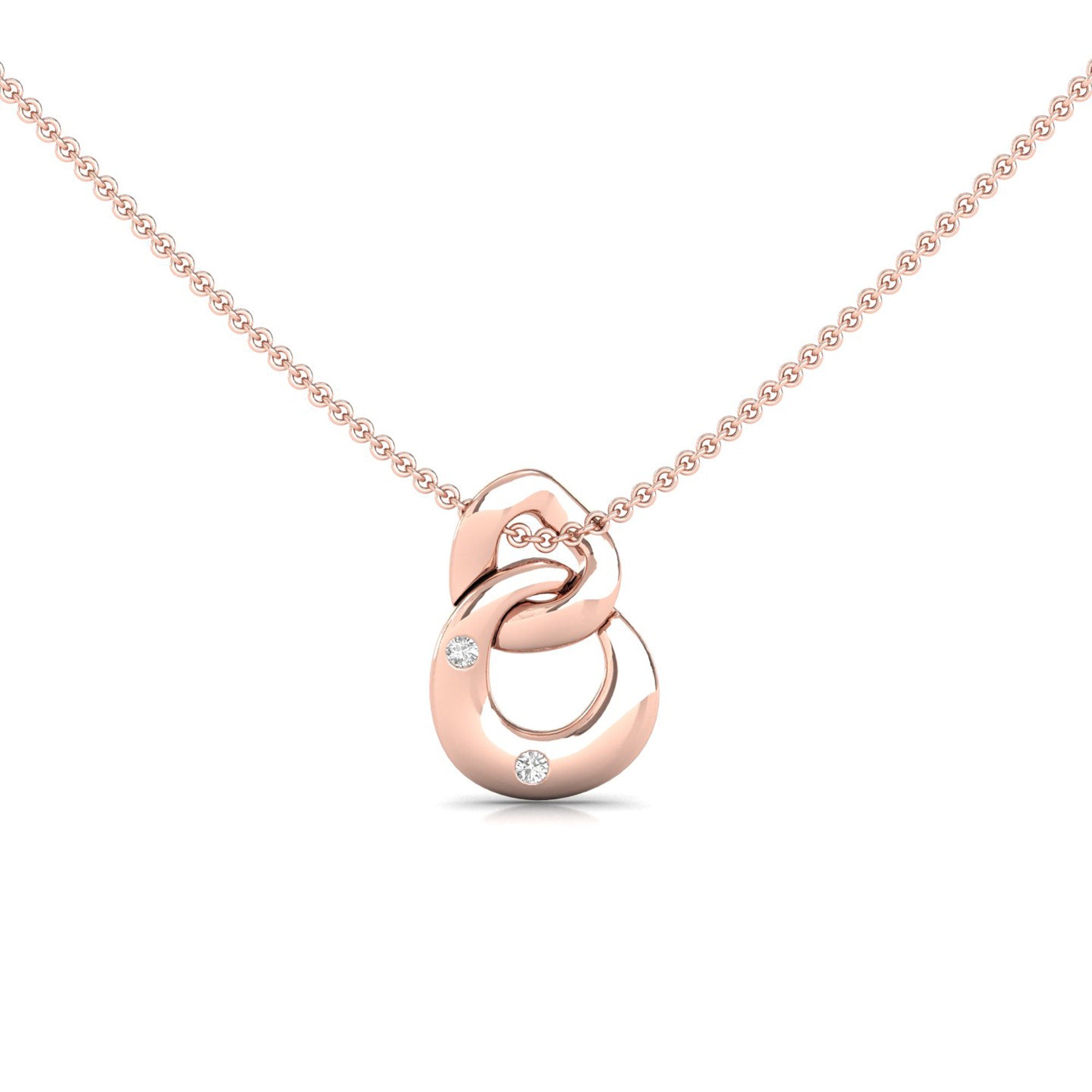 Interlinked Twisted Gold Necklace with Diamond Accents - GeumJewels