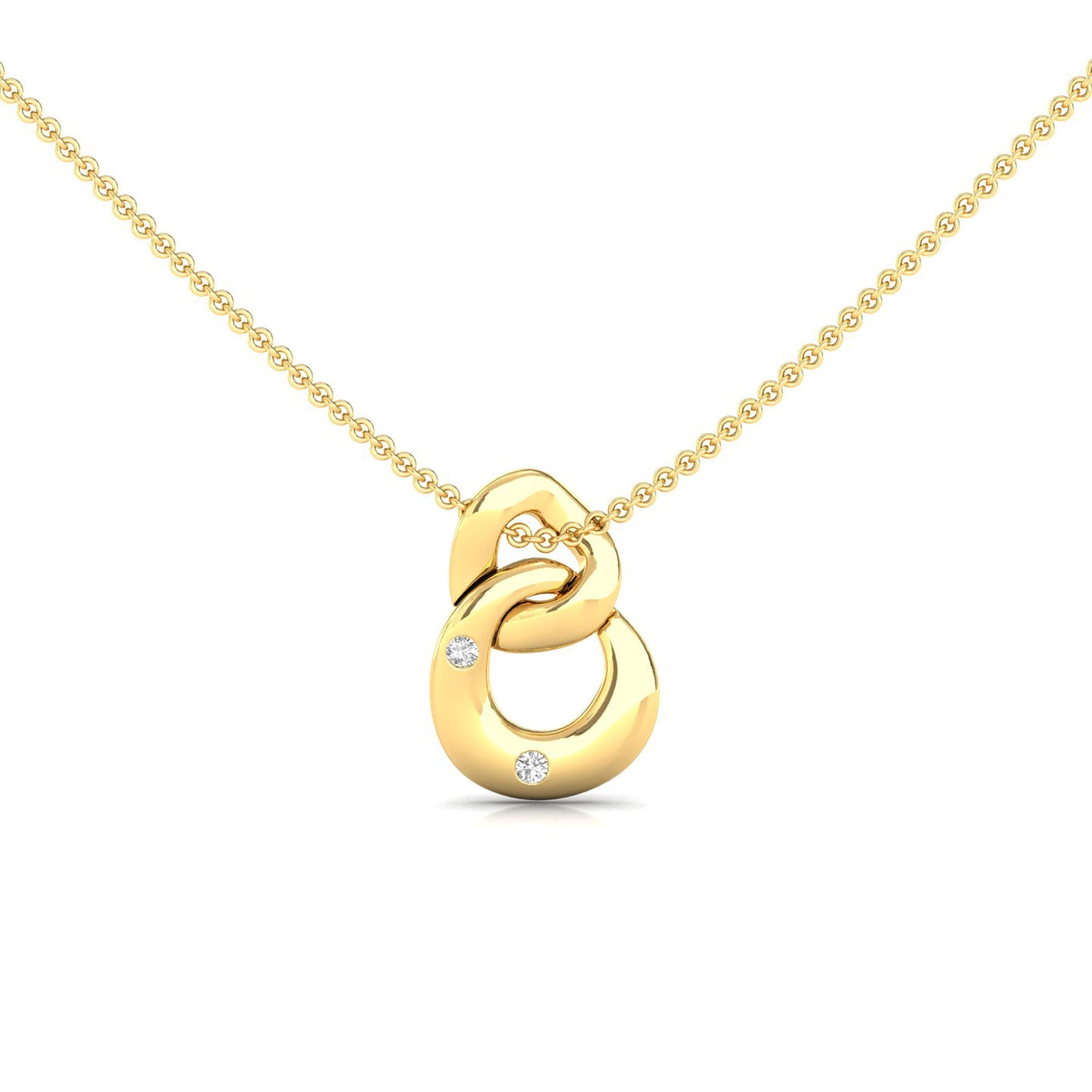 Interlinked Twisted Gold Necklace with Diamond Accents - GeumJewels
