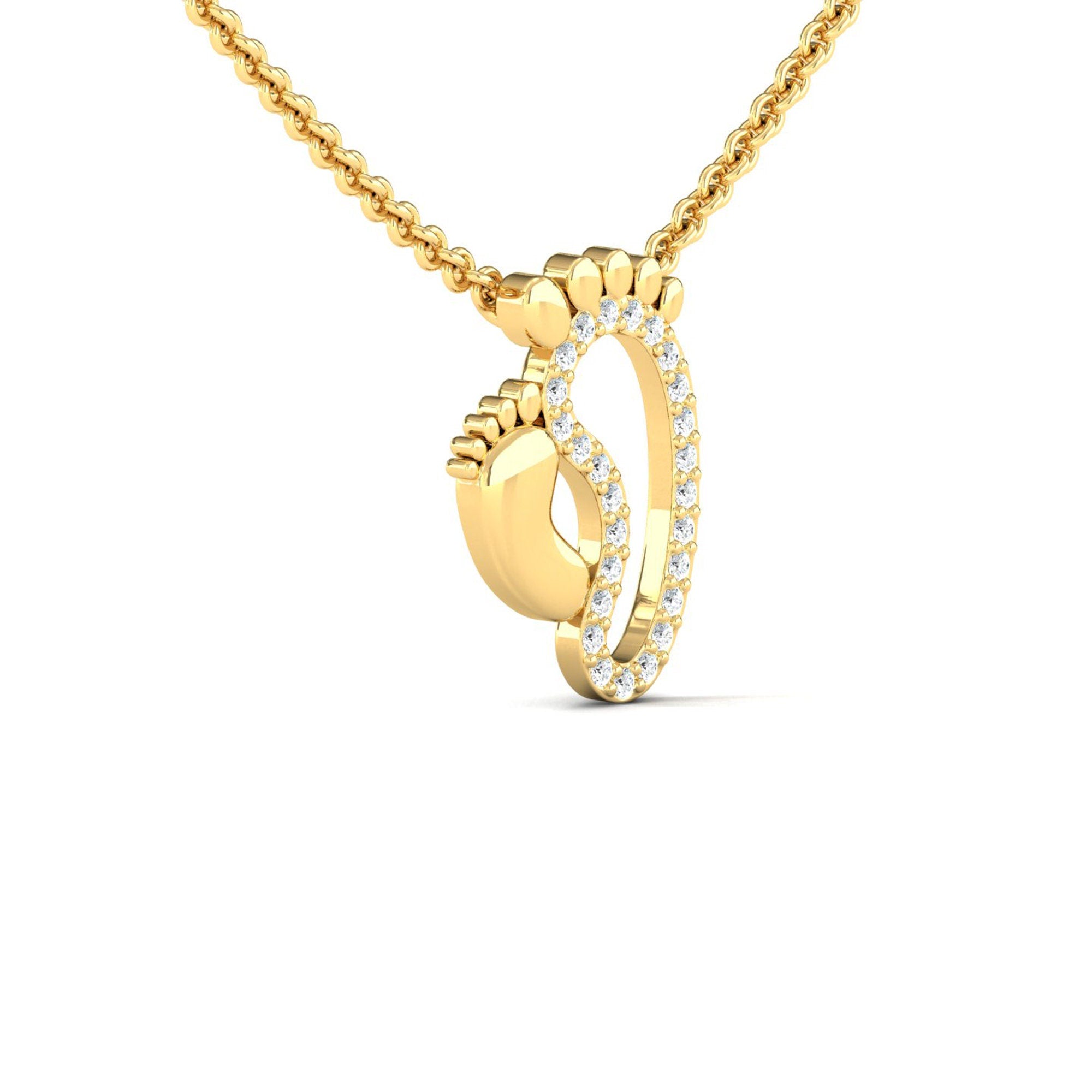 Mother & Baby Diamond Footprint Necklace - GeumJewels