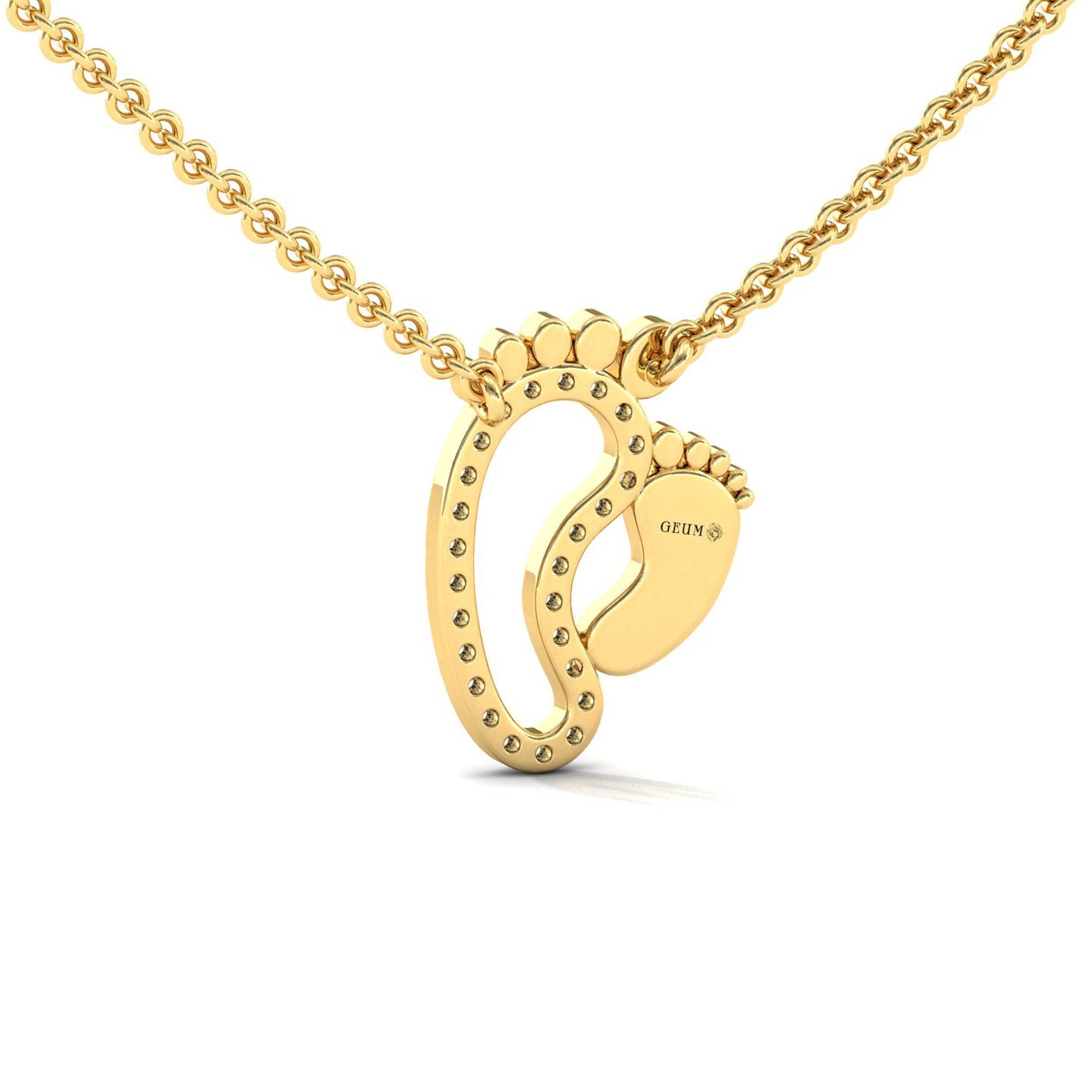 Mother & Baby Diamond Footprint Necklace - GeumJewels