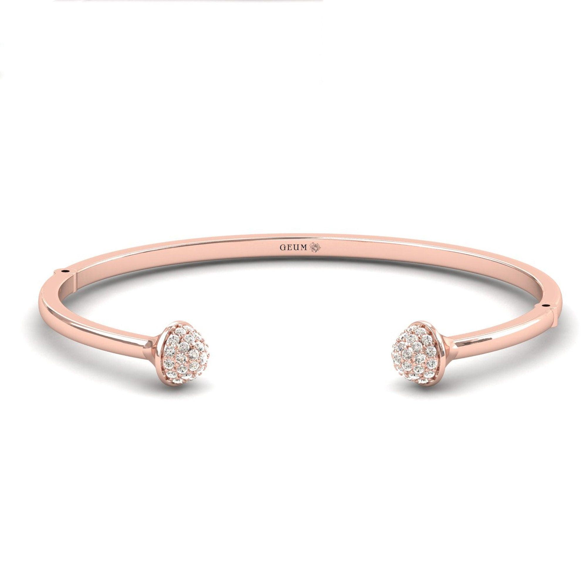 Real Diamond Cut Bracelet, Custom Gold Bracelet for Girls, White/Yellow Gold Bracelet, Rose Gold Bracelet - GeumJewels