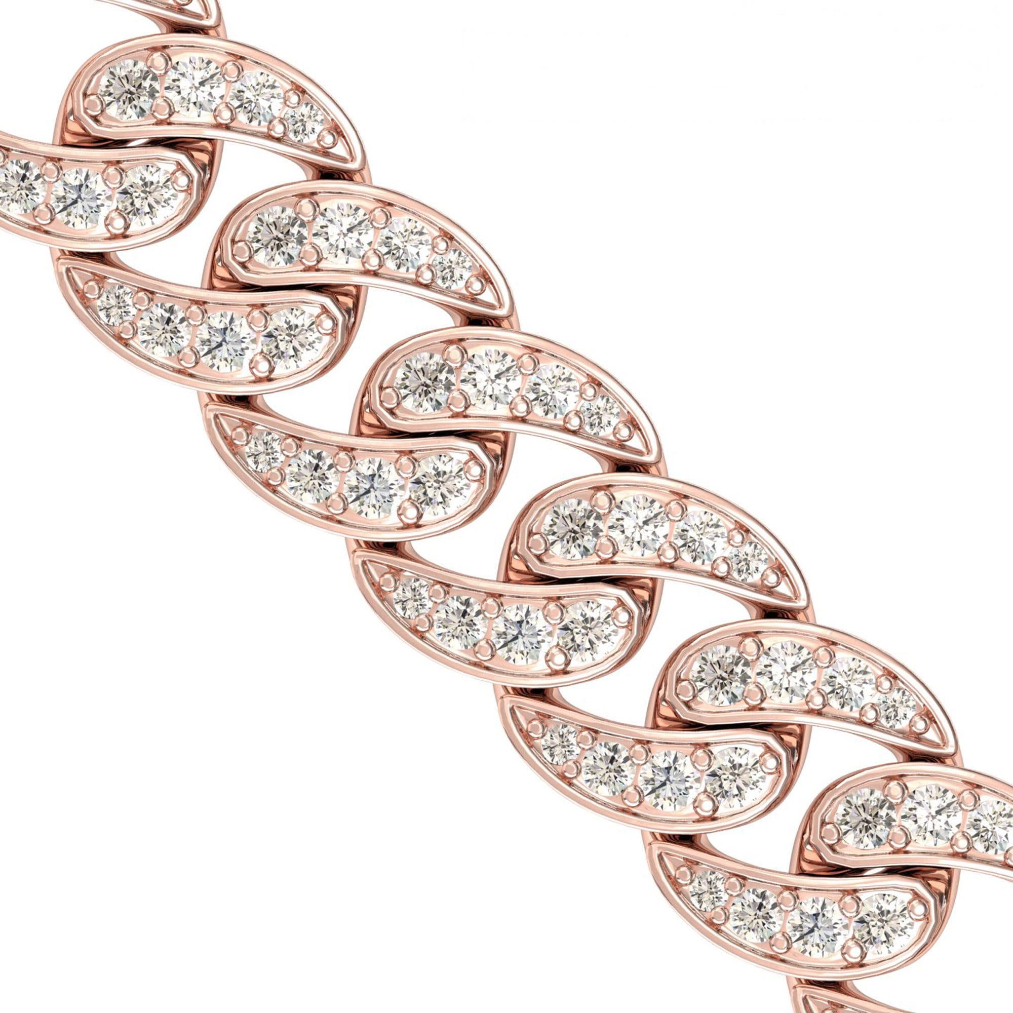 Handmade Rose Gold Cut Bracelet,10kt 14kt 18kt Thin Gold Chain Bracelet, Real Diamond Bracelet - GeumJewels