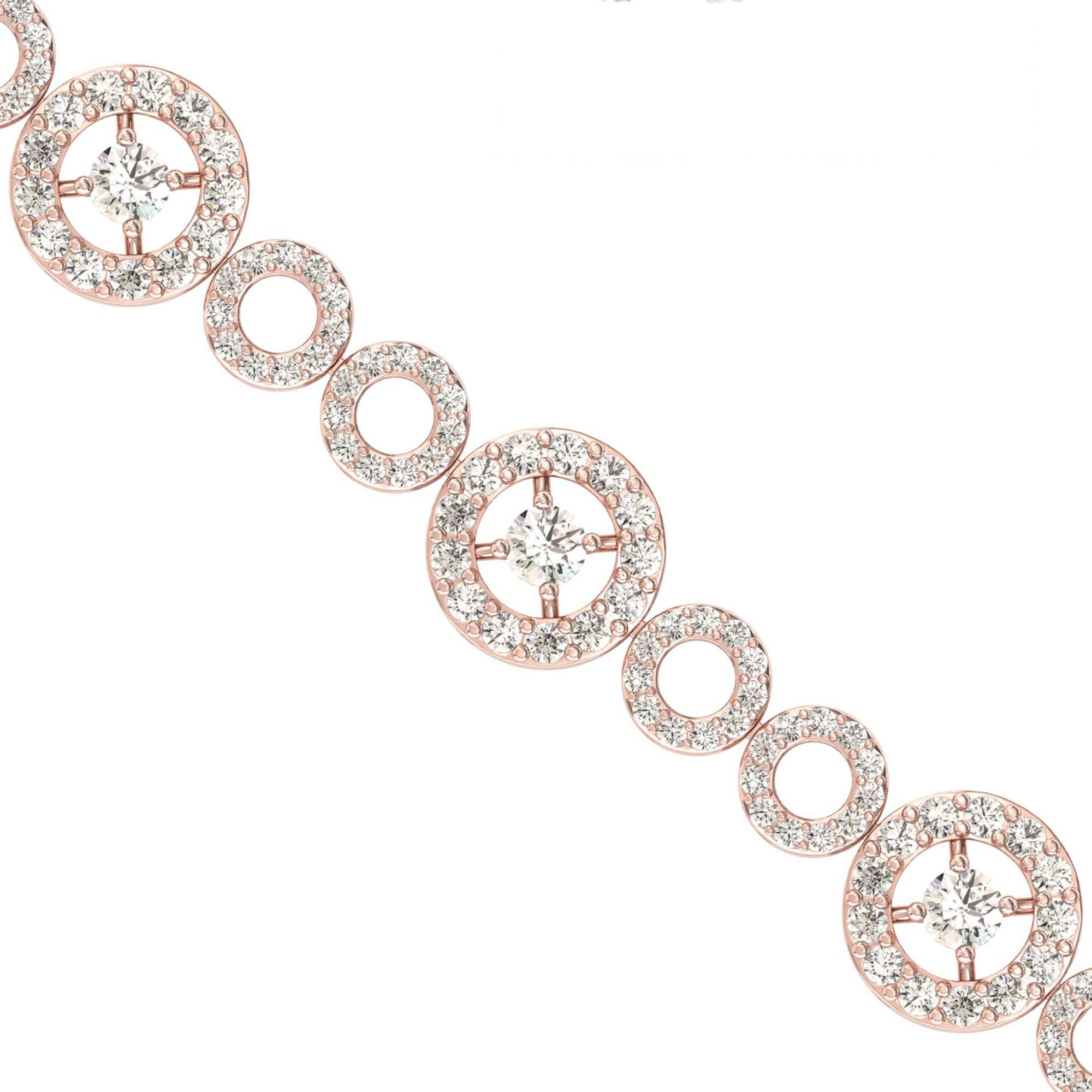 Solid Gold Diamond Designer Round Bracelet - GeumJewels