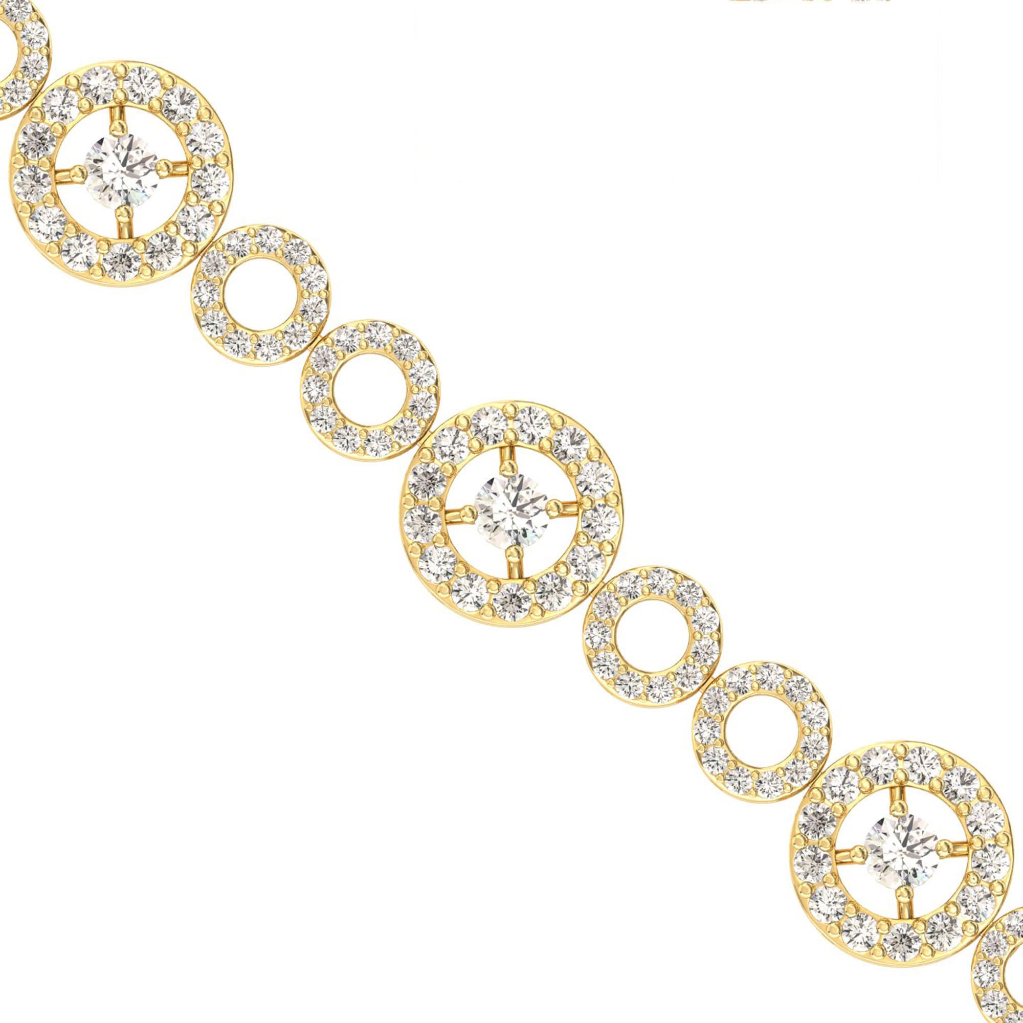 Solid Gold Diamond Designer Round Bracelet - GeumJewels