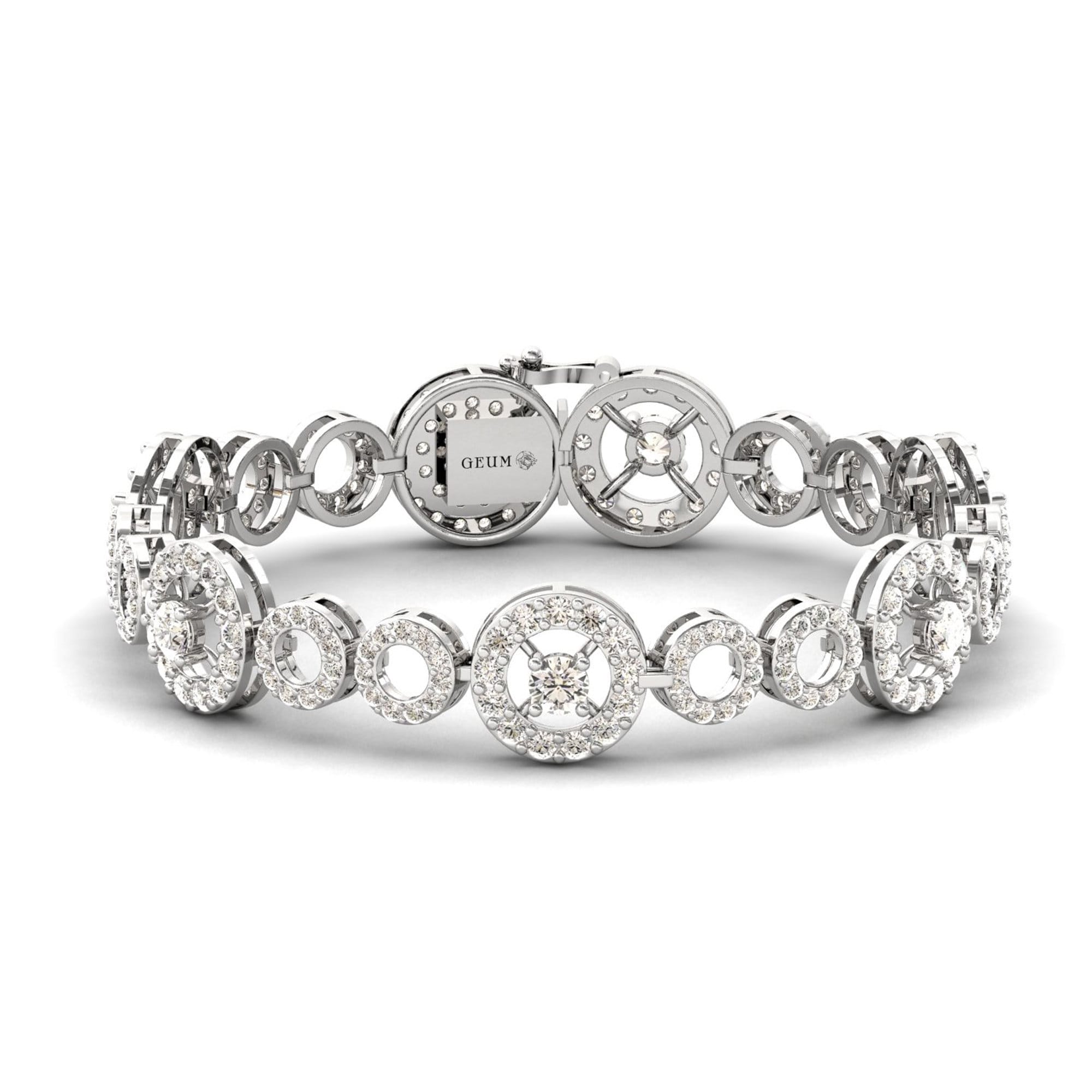 Solid Gold Diamond Designer Round Bracelet - GeumJewels