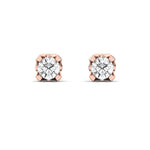 Genuine Diamond Chunky Earrings, Rose Gold Bridal Earrings, 10kt 14kt 18kt Yellow White Gold Earring - GeumJewels