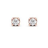 Genuine Diamond Chunky Earrings, Rose Gold Bridal Earrings, 10kt 14kt 18kt Yellow White Gold Earring - GeumJewels