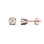 Genuine Diamond Chunky Earrings, Rose Gold Bridal Earrings, 10kt 14kt 18kt Yellow White Gold Earring - GeumJewels