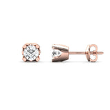 Genuine Diamond Chunky Earrings, Rose Gold Bridal Earrings, 10kt 14kt 18kt Yellow White Gold Earring - GeumJewels