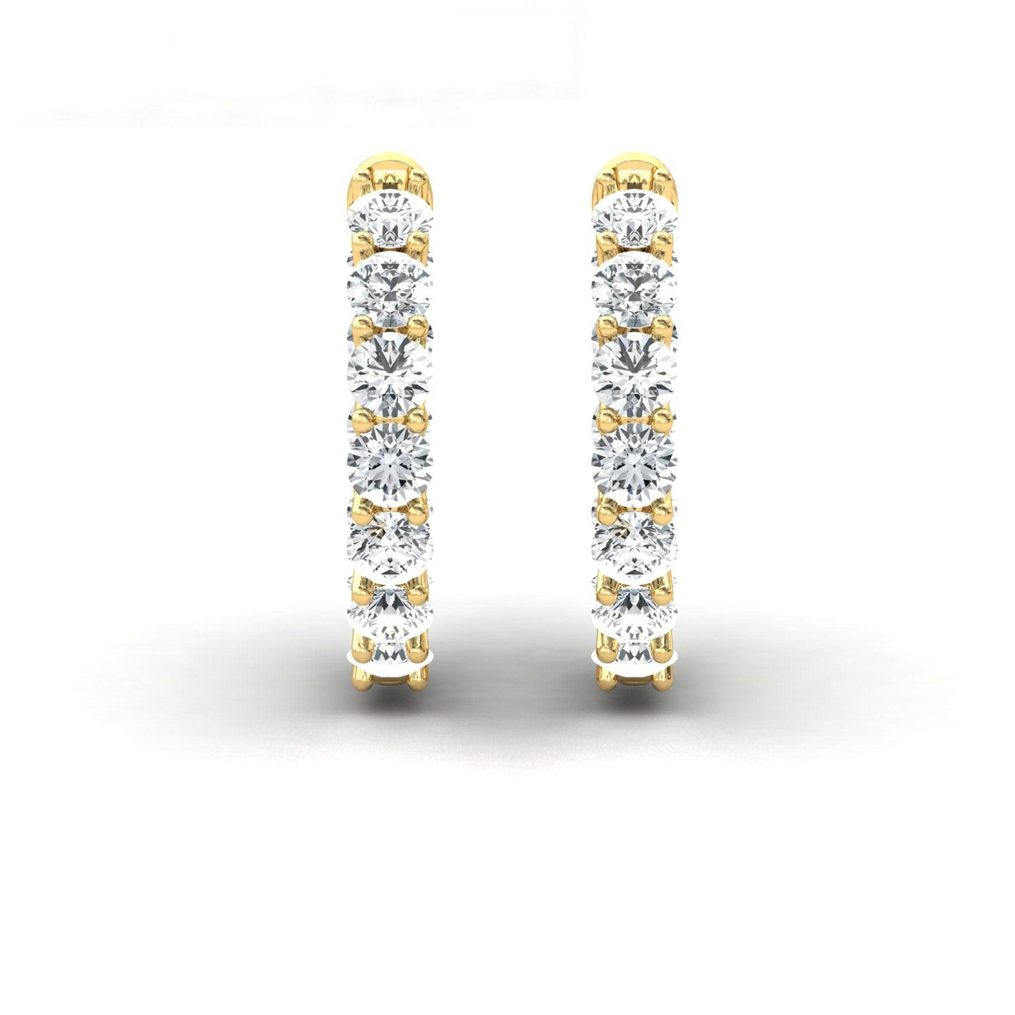 10kt 14kt 18kt Yellow/White Rose Gold Designer Earrings, Handmade Diamond Gold Earrings, Elegant Diamond Earrings - GeumJewels
