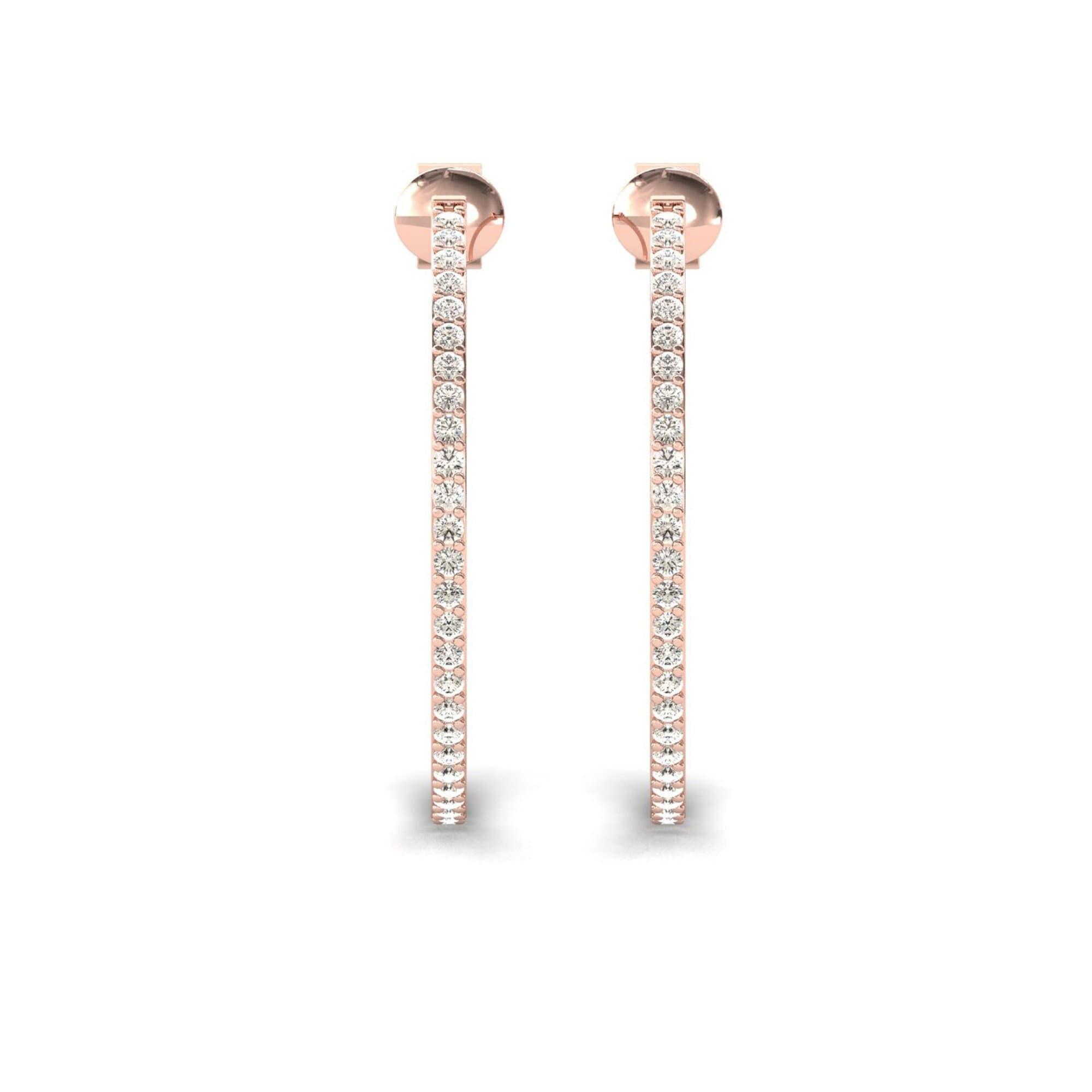 10kt 14kt 18kt Gold Bangle Earrings, Rose Gold Bangle Earrings, Real Diamond Fashion Earrings - GeumJewels