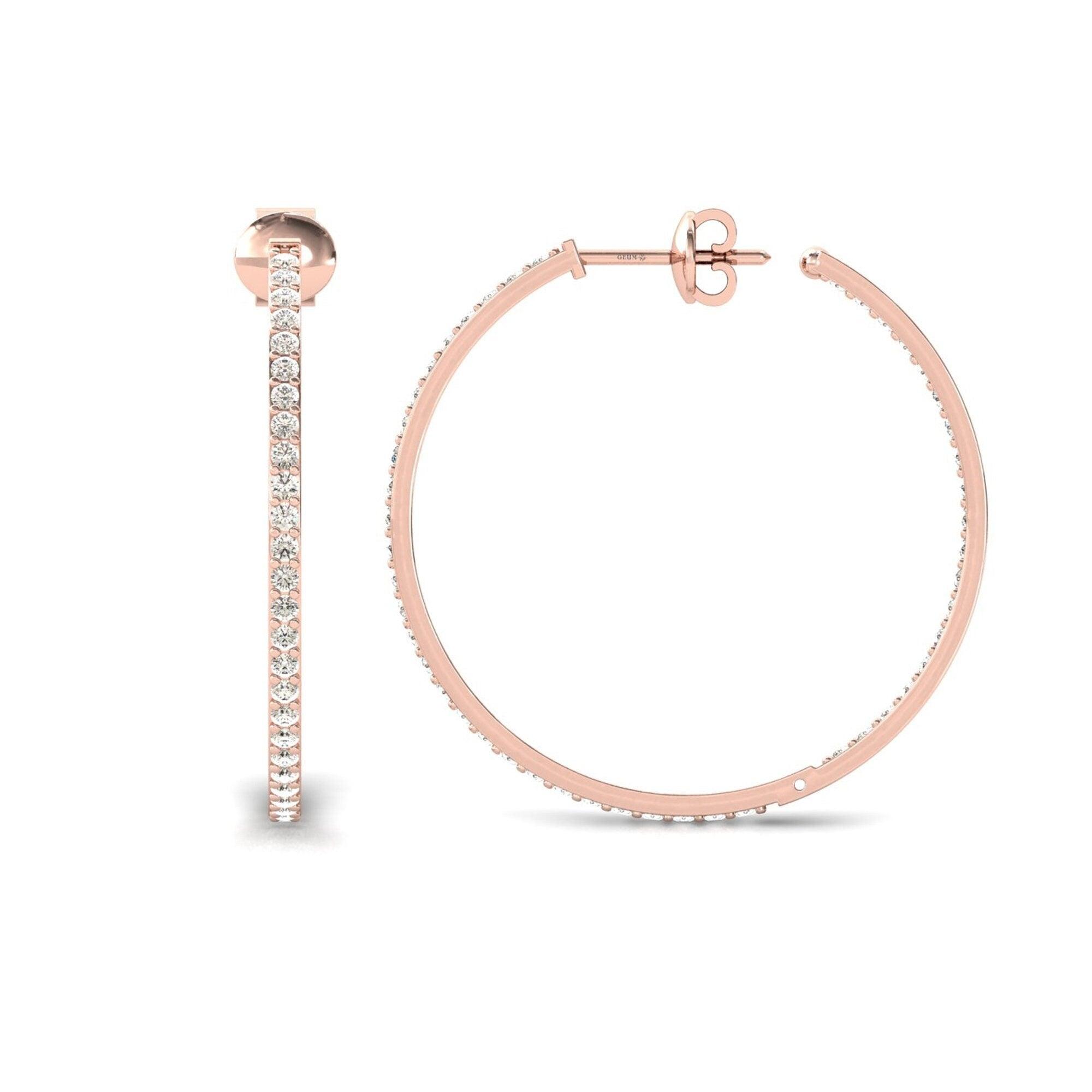 10kt 14kt 18kt Gold Bangle Earrings, Rose Gold Bangle Earrings, Real Diamond Fashion Earrings - GeumJewels
