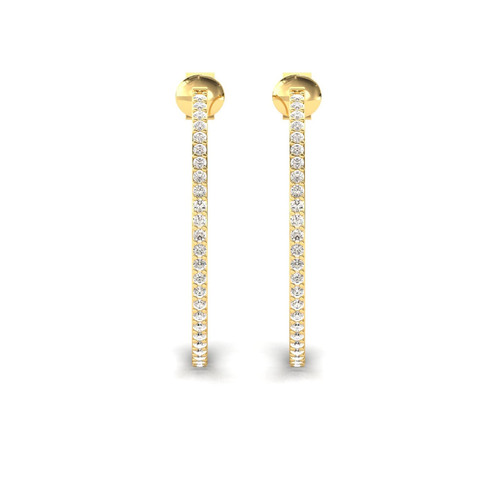 10kt 14kt 18kt Gold Bangle Earrings, Rose Gold Bangle Earrings, Real Diamond Fashion Earrings - GeumJewels
