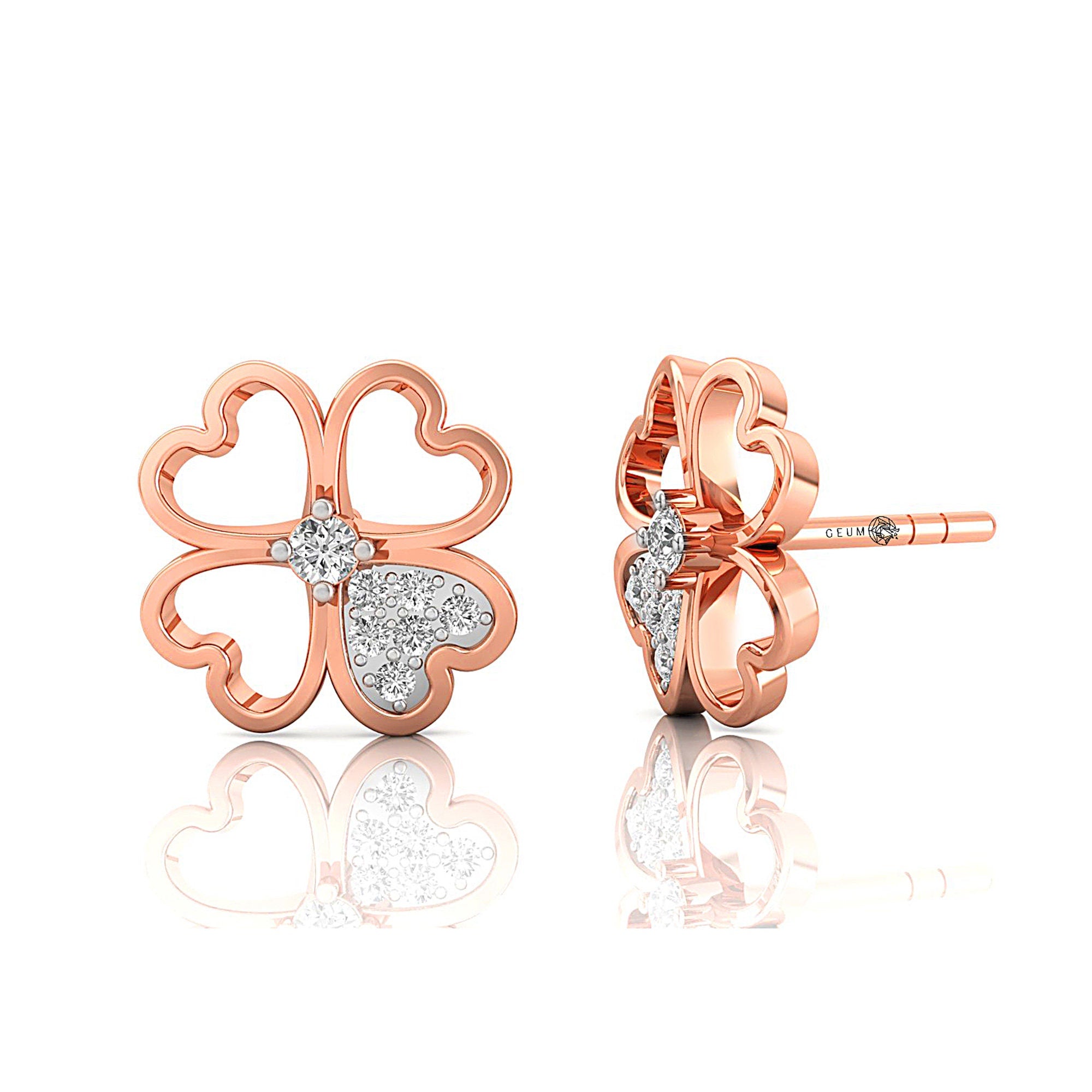Dainty Flower Style Diamond Stud Earrings - GeumJewels