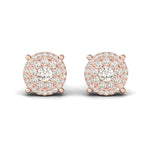 Handmade Designer Gold Earring, Solid Gold Stud Earrings For Women, 18Kt Rose Gold Diamond Earrings - GeumJewels