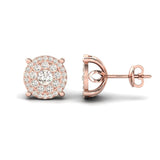 Handmade Designer Gold Earring, Solid Gold Stud Earrings For Women, 18Kt Rose Gold Diamond Earrings - GeumJewels