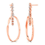 Elongated Circular Diamond Drop Earrings - GeumJewels