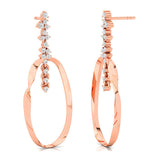 Elongated Circular Diamond Drop Earrings - GeumJewels