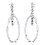 Elongated Circular Diamond Drop Earrings - GeumJewels