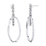 Elongated Circular Diamond Drop Earrings - GeumJewels