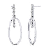 Elongated Circular Diamond Drop Earrings - GeumJewels