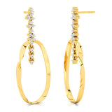 Elongated Circular Diamond Drop Earrings - GeumJewels