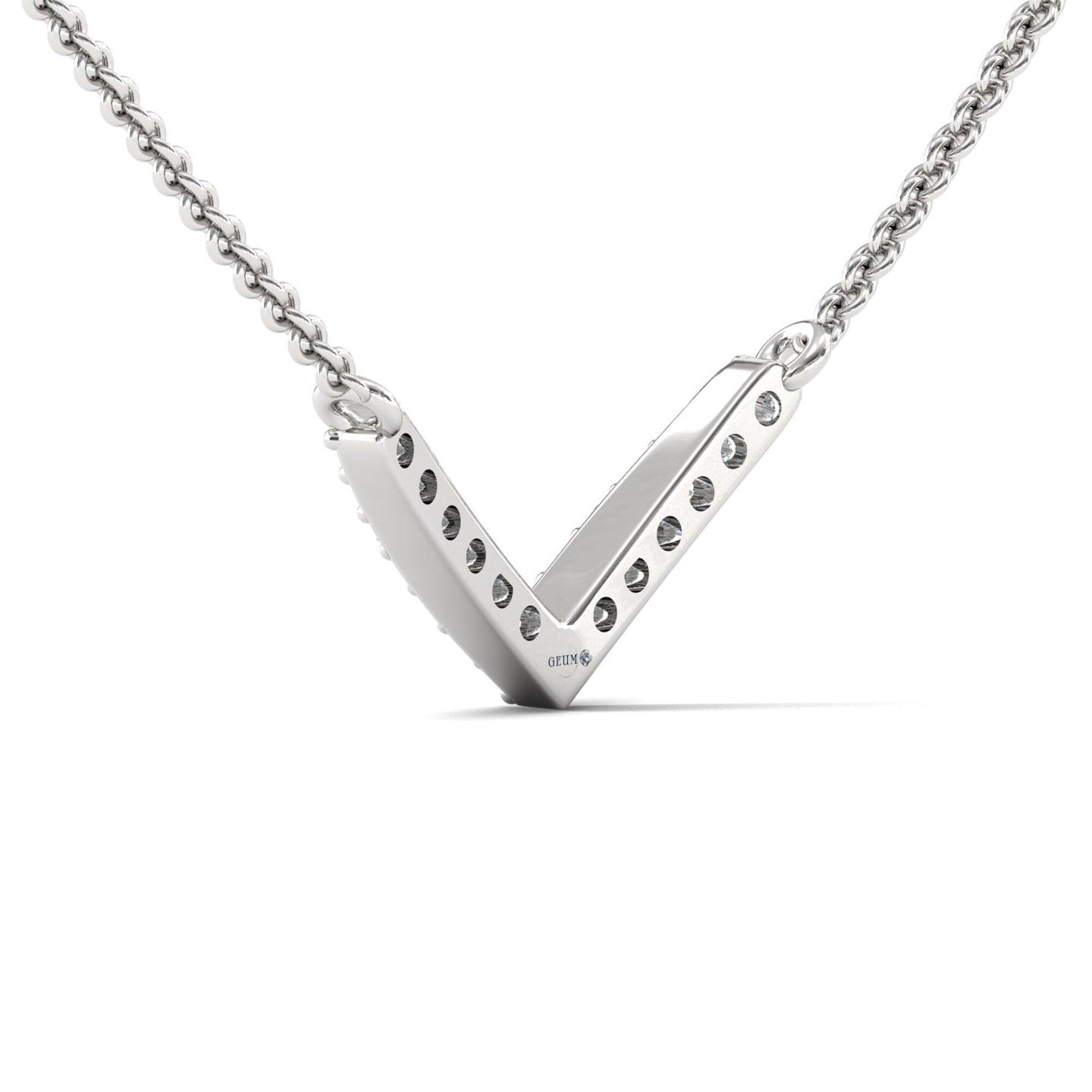 Elegant White Diamond Pendant, White Yellow Gold Pendant, Personalised Rose Gold Necklace - GeumJewels