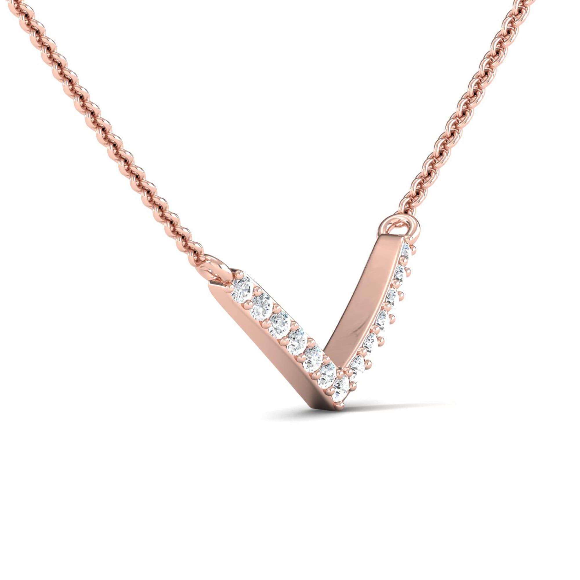Elegant White Diamond Pendant, White Yellow Gold Pendant, Personalised Rose Gold Necklace - GeumJewels