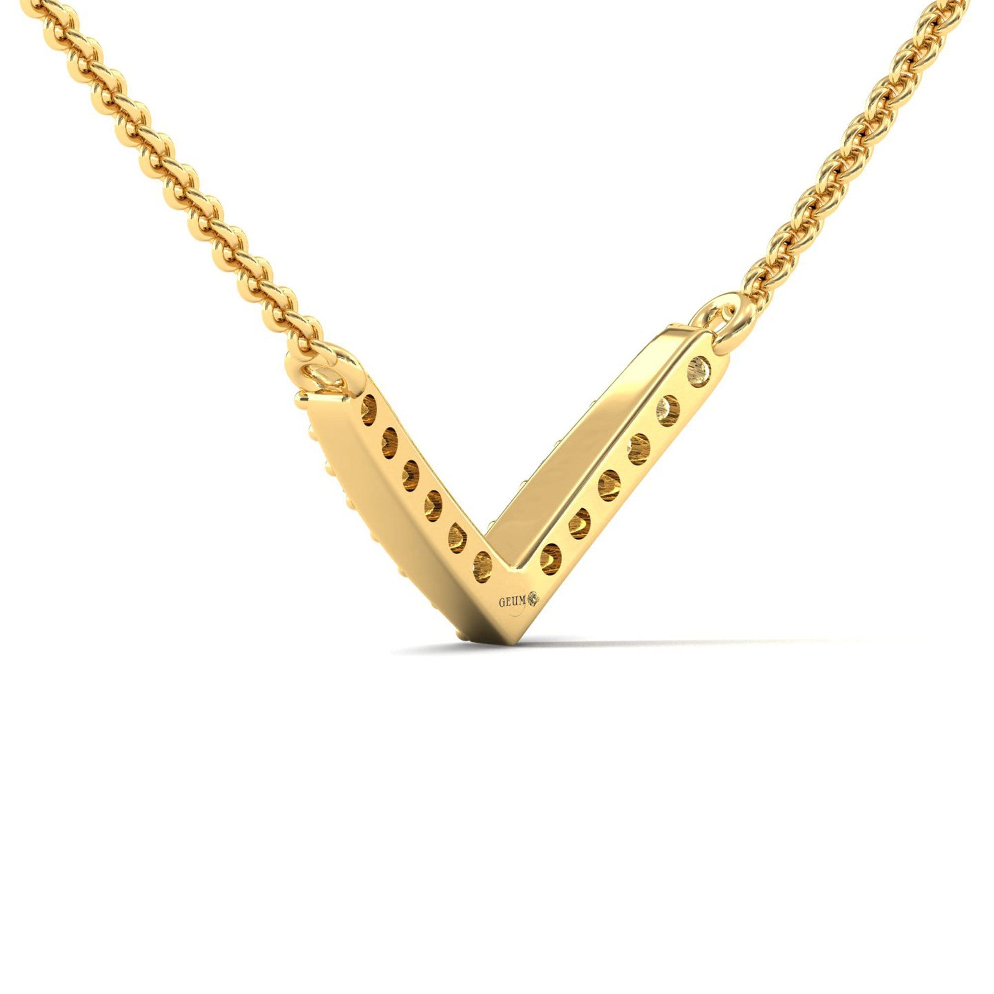 Elegant White Diamond Pendant, White Yellow Gold Pendant, Personalised Rose Gold Necklace - GeumJewels