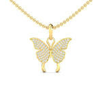 Elegant 18Kt Gold Butterfly Pendant, Natural Diamond Butterfly Pendant - GeumJewels