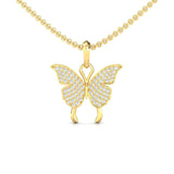 Elegant 18Kt Gold Butterfly Pendant, Natural Diamond Butterfly Pendant - GeumJewels