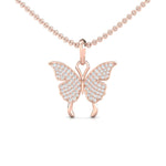 Elegant 18Kt Gold Butterfly Pendant, Natural Diamond Butterfly Pendant - GeumJewels