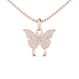 Elegant 18Kt Gold Butterfly Pendant, Natural Diamond Butterfly Pendant - GeumJewels