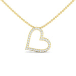 10kt 14kt 18kt Real Rose Gold Heart Necklace, Yellow White Gold Love Pendant, Natural Small Diamond Necklace - GeumJewels