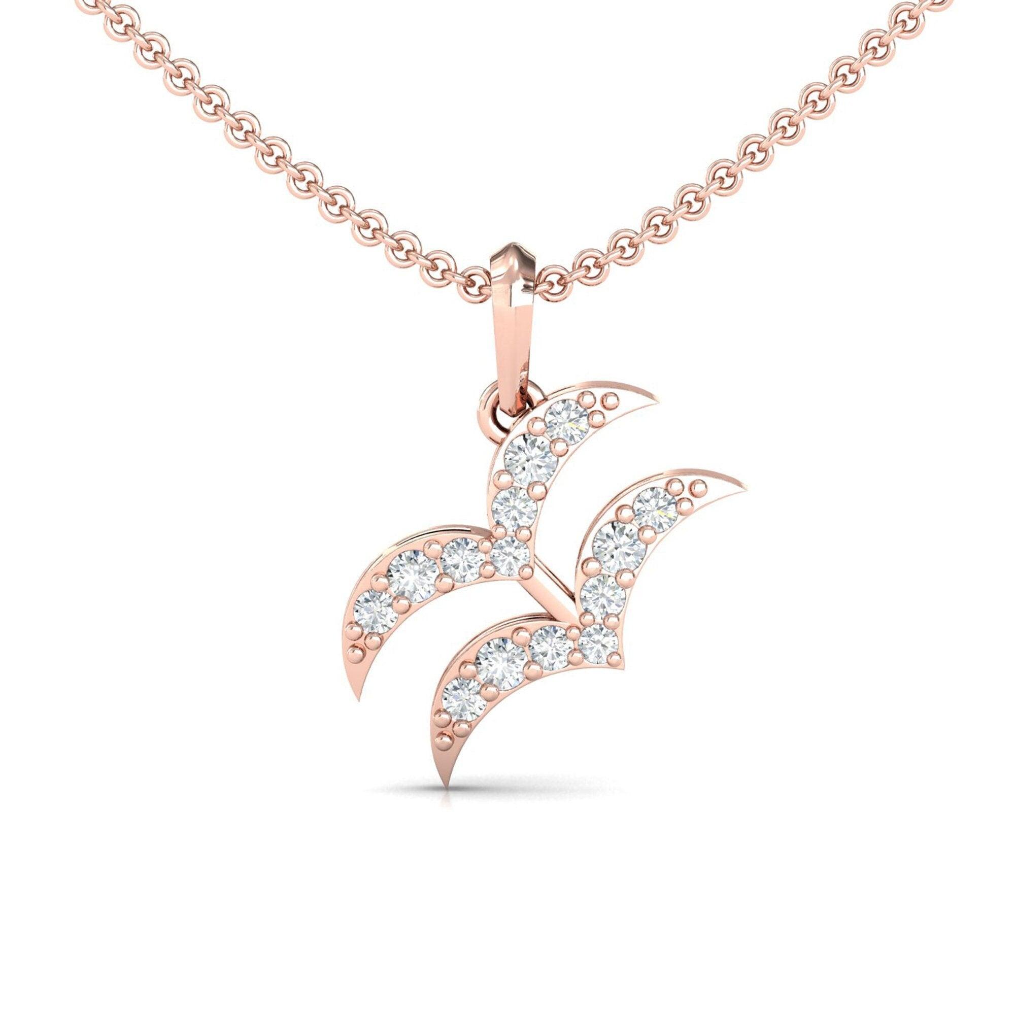 Handmade Aquarius Zodiac Pendant, 18Kt Solid Gold Pendant Necklace, Unique Diamond Pendant - GeumJewels
