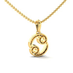Elegant Cancer Zodiac Pendant, 18Kt Solid Yellow Gold Pendant Necklace, Unique Diamond Pendant - GeumJewels