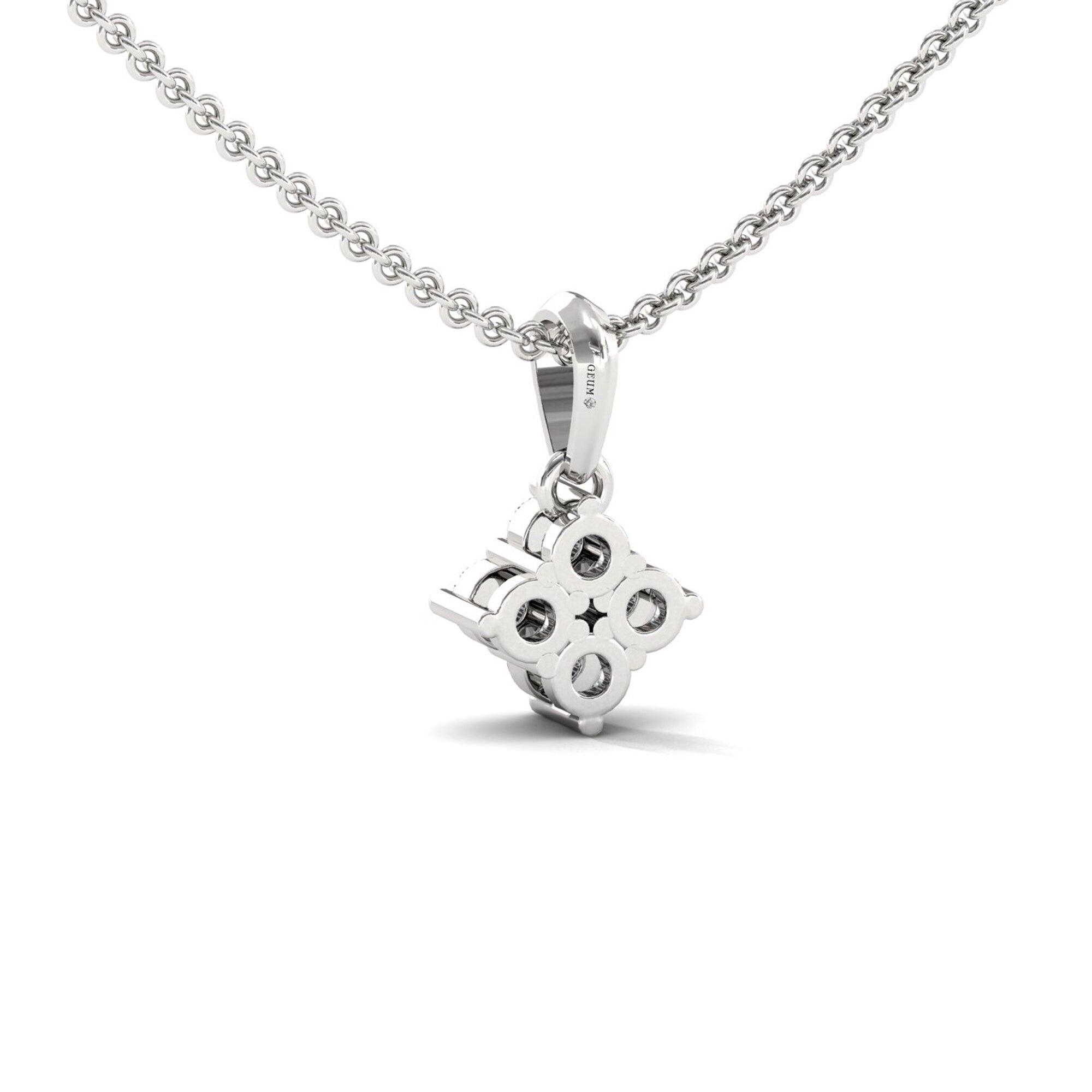 Designer Thin Gold Pendant, Yellow/White Rose Gold Necklace, Genuine Diamond Gold Pendant - GeumJewels