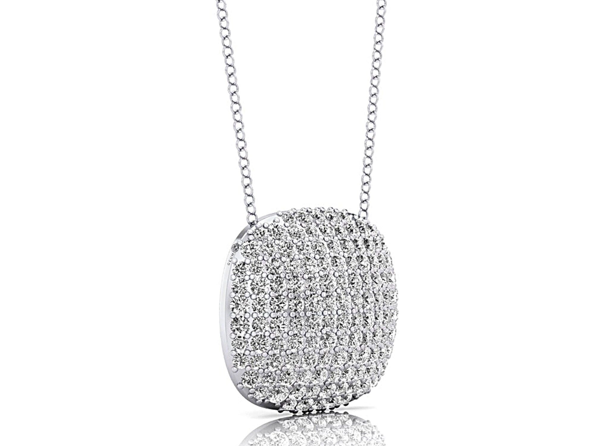 Cushion Shaped Diamond Cluster Gold Necklace - GeumJewels