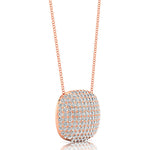 Cushion Shaped Diamond Cluster Gold Necklace - GeumJewels