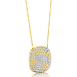Cushion Shaped Diamond Cluster Gold Necklace - GeumJewels