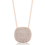 Cushion Shaped Diamond Cluster Gold Necklace - GeumJewels
