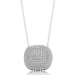Cushion Shaped Diamond Cluster Gold Necklace - GeumJewels