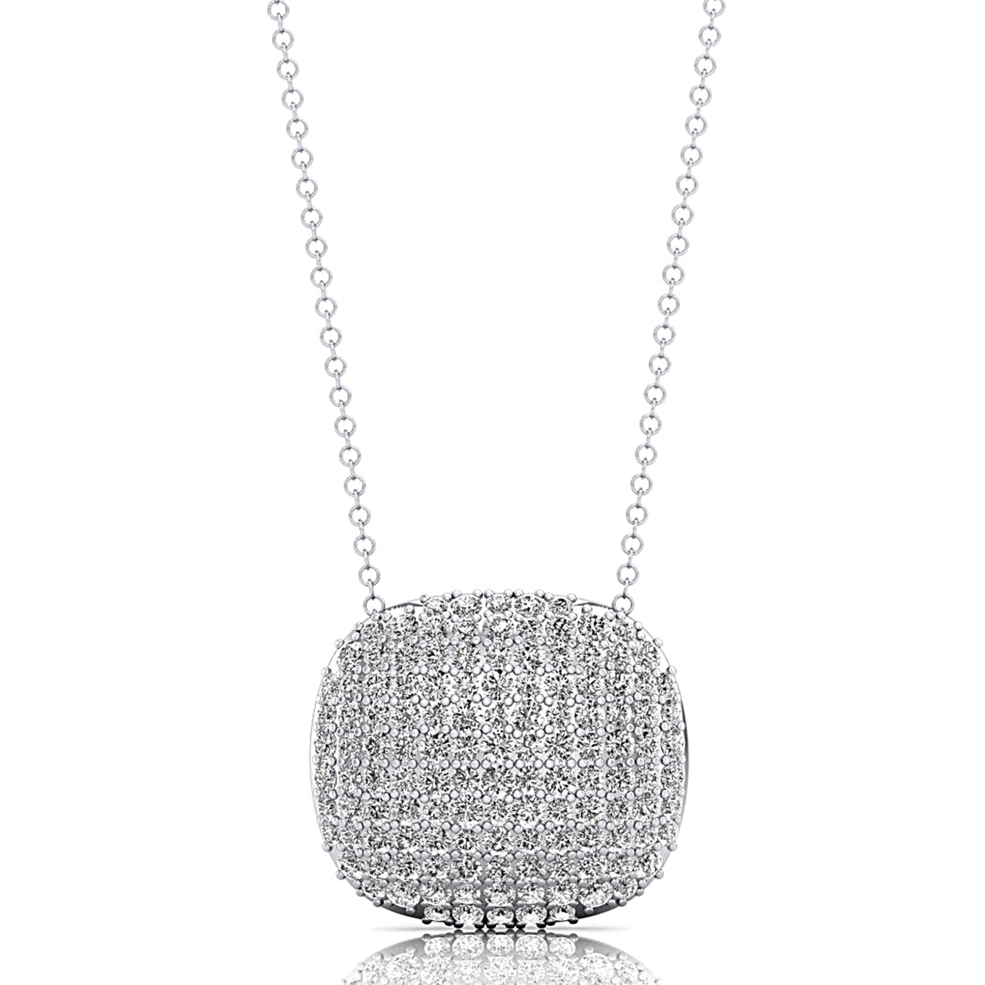 Cushion Shaped Diamond Cluster Gold Necklace - GeumJewels